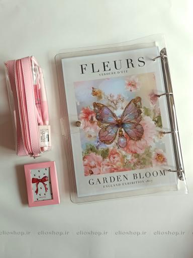 کلاسور شفاف طرح پروانه صورتی 